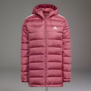 Adidas Women's Essentials Light Down Hooded Parka Wonder Red HK4620 Medium